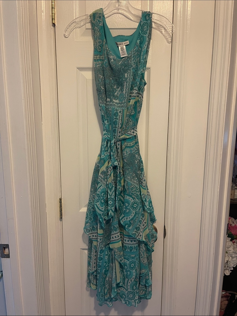 Robbie Bee Teal Paisley High-Low Maxi Dress